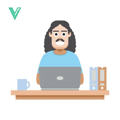 Man Working on Laptop at Desk with Coffee and Books