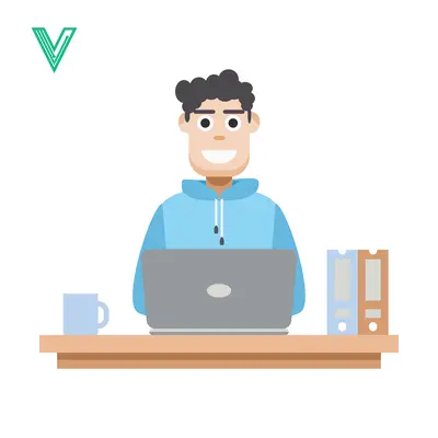 Man Working on Laptop at Desk with Coffee and Books