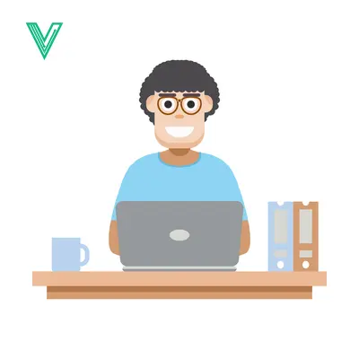 Man working on laptop at desk with coffee and files