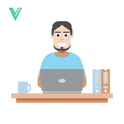 Man Working on Laptop at Desk with Books and Coffee
