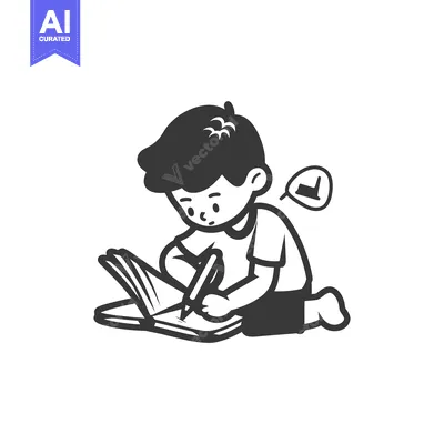 A Boy Writing in a Book While Thinking of a Pencil
