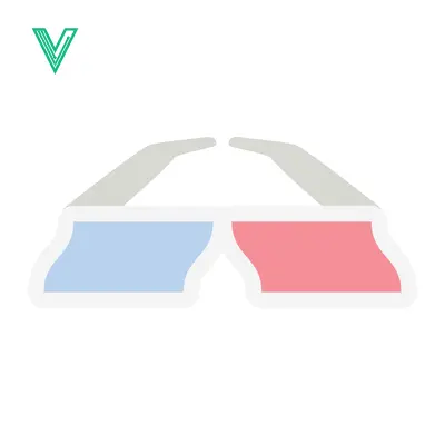 Premium design asset: Simple 3D Glasses Icon with Red and Blue Lenses