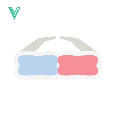 Aset desain premium: Simple 3D Glasses Icon with Red and Blue Lenses