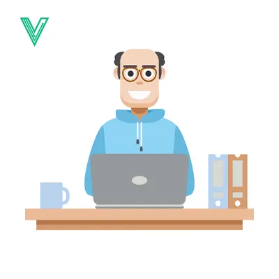 Bald Man Working on Laptop at Desk with Coffee and Files