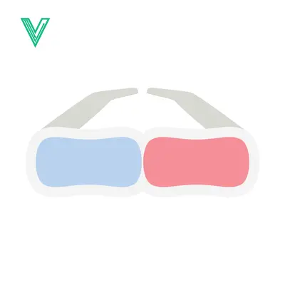 Simple 3D Glasses Icon with Red and Blue Lenses