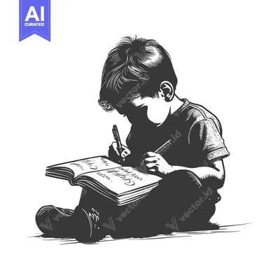 A Boy Writing in a Notebook with a Pen