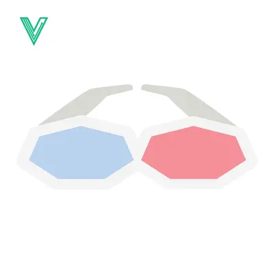 Premium design asset: 3D Glasses Red Blue Lens Simple Flat Icon