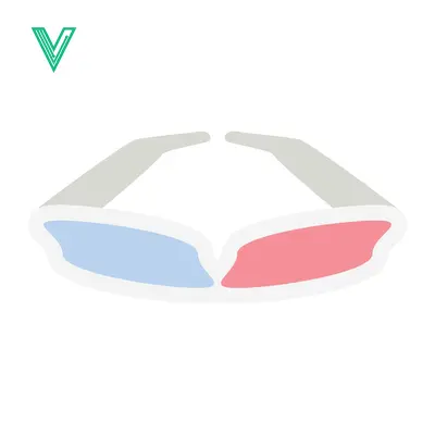 3D Glasses Icon Simple Flat Design