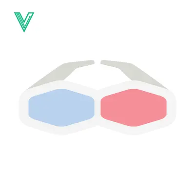 3D Glasses Icon Simple Flat Design