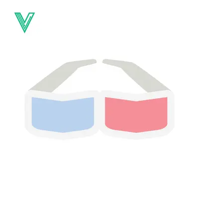 Retro 3D Glasses Icon Simple Flat Design