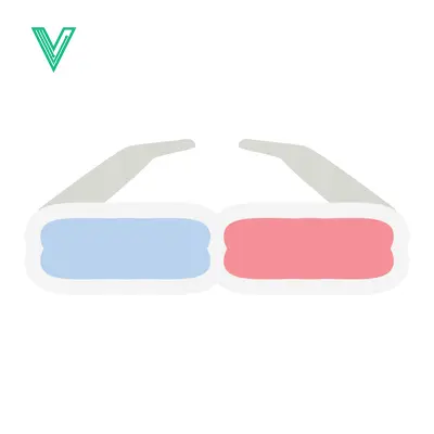 3D Glasses Red Blue Lens Simple Flat Icon