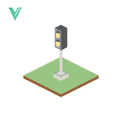 Isometric Traffic Light on Green Square