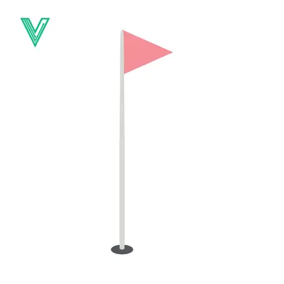 Pink Golf Course Flag on White Background