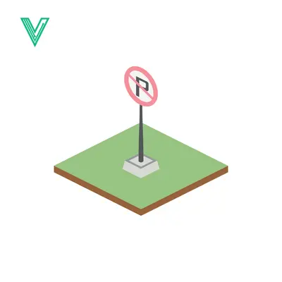 Isometric No Parking Sign on Green Grass Square