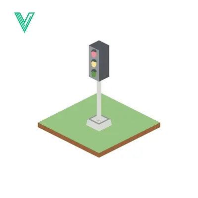Isometric Traffic Light on Green Square with Brown Border