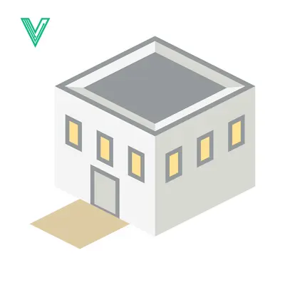 Isometric Building Facade with Windows and Entrance