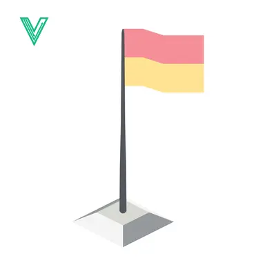 Premium design asset: Pink and Yellow Flag on Pole with Base