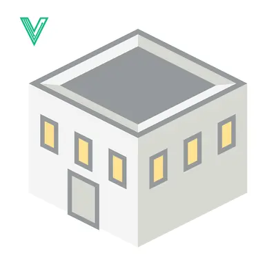 Aset desain premium: Isometric Building with Windows and Door