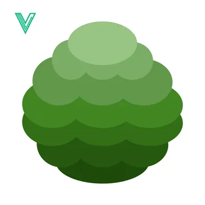 Aset premium populer: Stylized Green Bush Icon with Layered Leaves