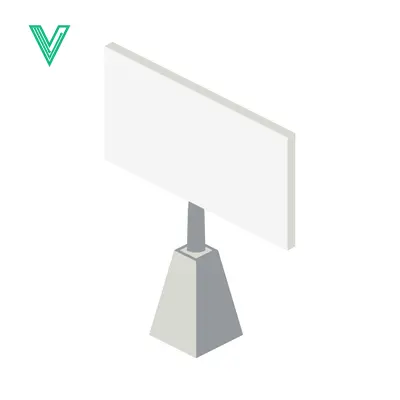 Isometric Blank Billboard Sign on Pedestal