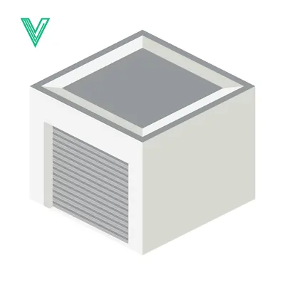 Isometric Garage Building with Roller Door