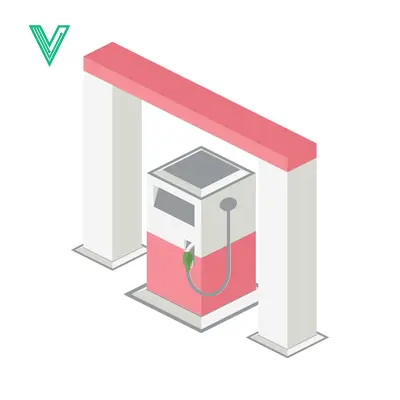 Isometric Gas Station Pump with Canopy Illustration