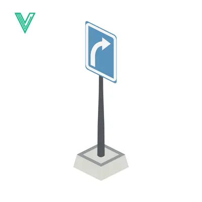 Isometric Right Turn Traffic Sign on Pole