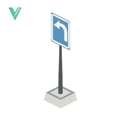 Isometric Left Turn Traffic Sign on Pole