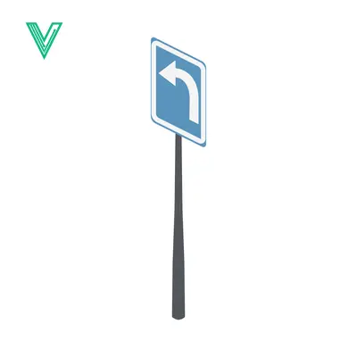 Isometric Left Turn Traffic Sign Icon
