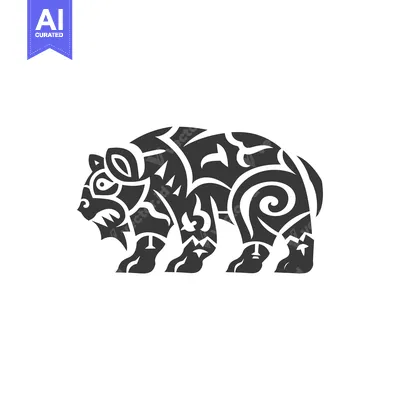 Popular premium asset: Abstract Black and White Bear with Geometric Pattern