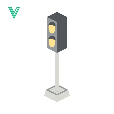 Isometric Traffic Light with Yellow Lights On