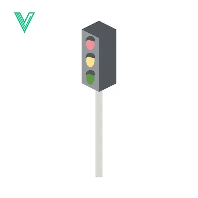 Isometric Traffic Light Signal on Pole
