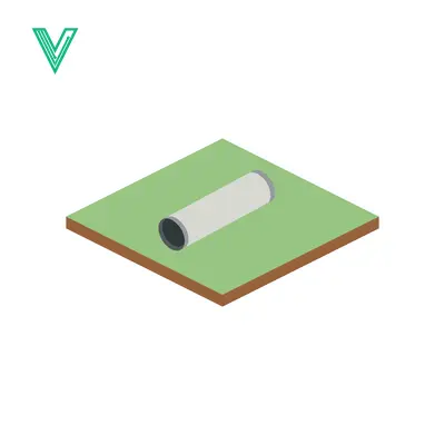 Isometric view of a pipe on a green surface