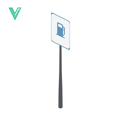 Gas Station Sign Icon Isometric View