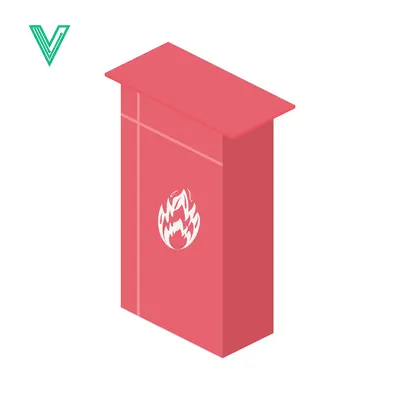 Aset desain premium: Isometric Red Fire Hydrant Icon with Flame Symbol