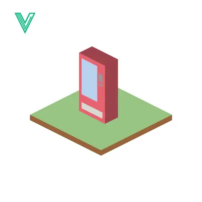 Isometric Red Digital Kiosk on Green Square Platform