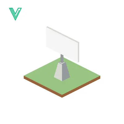 Isometric Billboard on Green Ground with White Blank Screen
