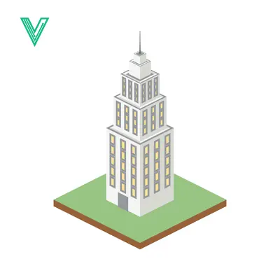 Isometric Skyscraper Building on Green Ground