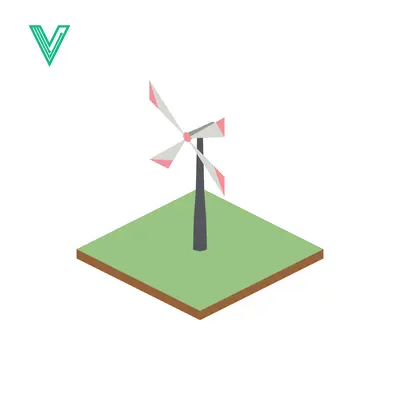 Isometric Wind Turbine on Green Field