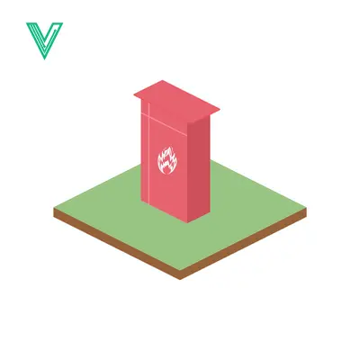 Isometric Red Gas Meter Box on Green Ground