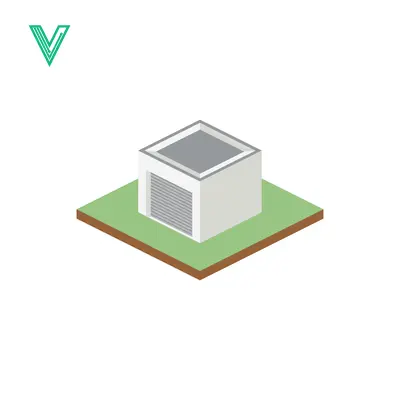 Isometric Modern Building on Green Grass Plot