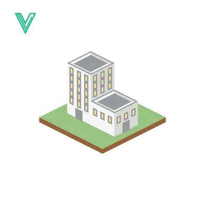 Aset desain premium: Isometric Building Icon on Green Base