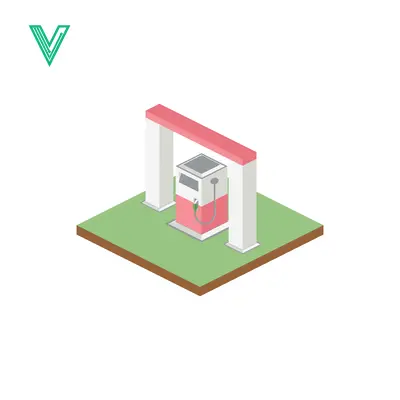 Aset desain premium: Isometric Gas Station Pump Icon on Green Ground