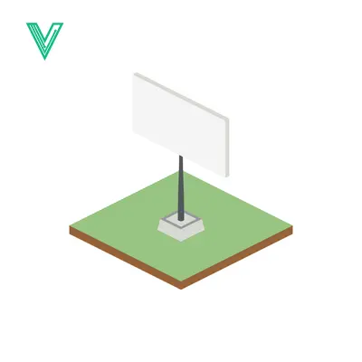 Isometric Billboard on Green Grass with White Blank Sign
