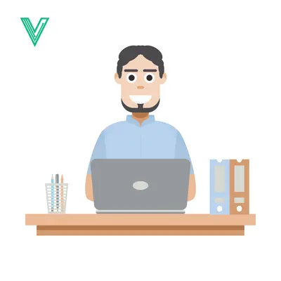 Man Working on Laptop at Desk with Files