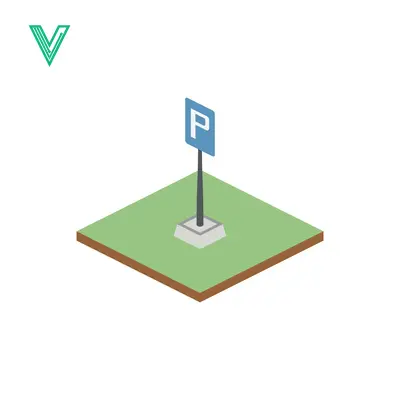 Isometric Parking Sign on Green Grass Square