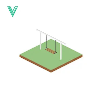Isometric Playground Swing Set on Green Grass Square