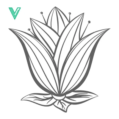 Elegant Stylized Flower Illustration with Petals and Stamens