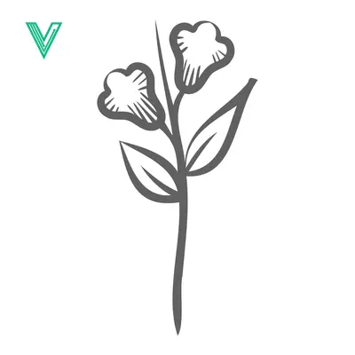 Minimalist line art of a delicate flowering plant with two buds and leaves isolated on a white background representing nature and simplicity