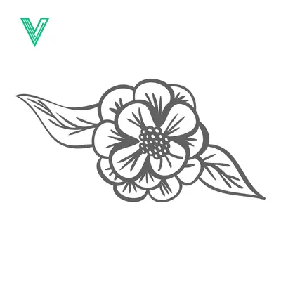 Elegant Hand-Drawn Flower with Leaves Vector Illustration